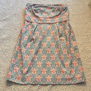 Jade Pink and Green Strapless A-Line Dress With Pockets